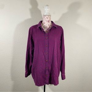 Land’s End sz:20W Pink & Navy Blue Plaid Button Down Long Sleeve Top